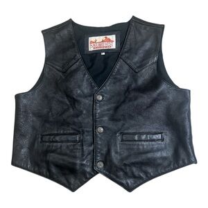 Kids Black Leather Vest